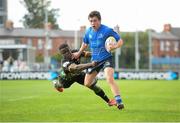 30 August 2013; Cillian Burke, Leinster, is tackled by Rotimi Seagun, Northampton Saints. U19 Friendly, Leinster v Northampton Saints, Donnybrook Stadium, Dublin. Picture credit: Stephen McCarthy / SPORTSFILE