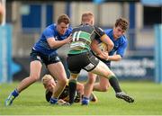 30 August 2013; Mark Sutton, Leinster, is tackled by Joshua Skelcey, Northampton Saints. U19 Friendly, Leinster v Northampton Saints, Donnybrook Stadium, Dublin. Picture credit: Stephen McCarthy / SPORTSFILE