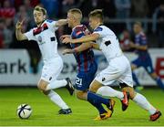 30 August 2013; Daryl Kavanagh, St. Patrick’s Athletic, in action against Ryan McEvoy, left, and Luke Byrne, Bohemians. Airtricity League Premier Division, St. Patrick’s Athletic v Bohemians, Richmond Park, Dublin. Picture credit: David Maher / SPORTSFILE