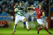 30 August 2013; Eamon Zayed, Shamrock Rovers, in action against Ian Ryan, Shelbourne. Airtricity League Premier Division, Shelbourne v Shamrock Rovers, Tolka Park, Dublin. Photo by Sportsfile