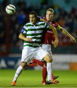 30 August 2013; Eamon Zayed, Shamrock Rovers, in action against Ian Ryan, Shelbourne. Airtricity League Premier Division, Shelbourne v Shamrock Rovers, Tolka Park, Dublin. Photo by Sportsfile
