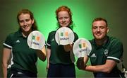 26 June 2023; Swimmers Roisin Ní Riain, Dearbhaile Brady and Barry McClements in attendance during a Paralympics Ireland Swimming Team announcement at the Sport Ireland Institute in Dublin. Photo by Sam Barnes/Sportsfile