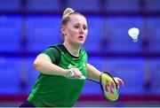 26 June 2023; Moya Ryan of Ireland in action against Margot Lambert, and Anne Tran of France in their badminton Women's Doubles Group Stage at the Jaskolka Arena during the European Games 2023 in Poland. Photo by Tyler Miller/Sportsfile