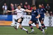 26 June 2023; Darragh Leahy of Dundalk in action against Adam Murphy of St Patrick's Athletic during the SSE Airtricity Men's Premier Division match between Dundalk and St Patrick's Athletic at Oriel Park in Dundalk, Louth. Photo by Sam Barnes/Sportsfile