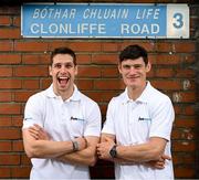 27 June 2023; BoyleSports ambassador and Dublin legend Diarmuid Connolly, right, came face-to-face with Mayo legend Lee Keegan on Clonliffe Road. The pair took part in an 'Epic Conversation' for BoyleSports ahead of this weekend’s Dublin v Mayo All Ireland quarter final. BoyleSports is offering 'Epic Odds' on the match - 6/4 Dublin, 11/4 Mayo. Photo by Stephen McCarthy/Sportsfile