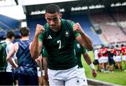 27 June 2023; Jordan Conroy of Ireland celebrates after winning in the Men's Rugby Sevens semi final match between Ireland and Portugal at the Henryk Reyman Stadium during the European Games 2023 in Krakow, Poland. Photo by David Fitzgerald/Sportsfile