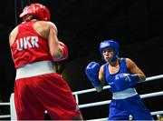 27 June 2023; Daina Moorehouse of Ireland, right, in action against Tetiana Kob of Ukraine in their Women's 50kg Round of 16 bout at the Nowy Targ Arena during the European Games 2023 in Krakow, Poland. Photo by Tyler Miller/Sportsfile