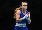 27 June 2023; Michaela Walsh of Ireland after her victory over Aysen Taskin of Türkiye in their Women's 57kg Round of 16 bout at the Nowy Targ Arena during the European Games 2023 in Krakow, Poland. Photo by Tyler Miller/Sportsfile