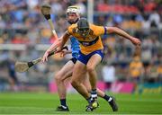 24 June 2023; Cathal Malone of Clare in action against Mark Grogan of Dublin during the GAA Hurling All-Ireland Senior Championship Quarter Final match between Clare and Dublin at TUS Gaelic Grounds in Limerick. Photo by Ray McManus/Sportsfile