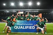 27 June 2023; Ireland players celebrate after the Men's Rugby Sevens final match between Ireland and Great Britain at the Henryk Reyman Stadium during the European Games 2023 in Krakow, Poland. Photo by David Fitzgerald/Sportsfile