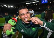 27 June 2023; Jordan Conroy of Ireland celebrates after the Men's Rugby Sevens final match between Ireland and Great Britain at the Henryk Reyman Stadium during the European Games 2023 in Krakow, Poland. Photo by David Fitzgerald/Sportsfile