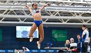 28 June 2023; Elizabeth Ndudi of Dundrum South Dublin AC, competing in the senior women's Long Jump during day two of the 123.ie National Senior Indoor Championships at National Indoor Arena in Dublin. Photo by Sam Barnes/Sportsfile