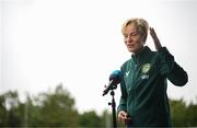 28 June 2023; Republic of Ireland manager Vera Pauw speaking, at the UCD Bowl in Dublin, after announcing her squad for the upcoming FIFA Women's World Cup 2023. Photo by Stephen McCarthy/Sportsfile