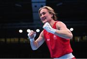 28 June 2023; Kellie Harrington of Ireland celebrates after defeating Agnes Alexiusson of Sweden in their Women's 60kg quarter final bout at the Nowy Targ Arena during the European Games 2023 in Krakow, Poland. Photo by David Fitzgerald/Sportsfile