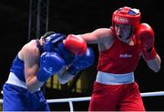 28 June 2023; Amy Broadhurst of Ireland, right, in action against Rosie Joy Eccles of Great Britain in their Women's 66kg quarter final bout at the Nowy Targ Arena during the European Games 2023 in Krakow, Poland. Photo by David Fitzgerald/Sportsfile