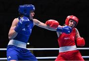 28 June 2023; Amy Broadhurst of Ireland, right, in action against Rosie Joy Eccles of Great Britain in their Women's 66kg quarter final bout at the Nowy Targ Arena during the European Games 2023 in Krakow, Poland. Photo by David Fitzgerald/Sportsfile