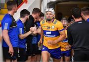 24 June 2023; Aron Shanagher of Clare makes his way to the pitch before the GAA Hurling All-Ireland Senior Championship Quarter Final match between Clare and Dublin at TUS Gaelic Grounds in Limerick. Photo by Piaras Ó Mídheach/Sportsfile