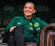 28 June 2023; Primary Partners of the Republic of Ireland Women’s National Team, Sky Ireland, celebrated the WNT ahead of the World Cup with an unforgettable night in The Round Room at the Mansion House in Dublin. Pictured is Republic of Ireland's Katie McCabe. The event, hosted with Off the Ball, brought players and fans together to celebrate the team before they travel to Australia to take part in the biggest tournament in the team’s history. Special guest performances on the night came from impressionist Conor Moore and singer-songwriter Gavin James. Photo by Stephen McCarthy/Sportsfile