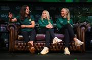 28 June 2023; Primary Partners of the Republic of Ireland Women’s National Team, Sky Ireland, celebrated the WNT ahead of the World Cup with an unforgettable night in The Round Room at the Mansion House in Dublin. Pictured are, from left, Republic of Ireland players Niamh Fahey, Denise O'Sullivan and Louise Quinn. The event, hosted with Off the Ball, brought players and fans together to celebrate the team before they travel to Australia to take part in the biggest tournament in the team’s history. Special guest performances on the night came from impressionist Conor Moore and singer-songwriter Gavin James. Photo by Stephen McCarthy/Sportsfile