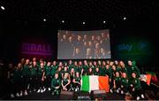 28 June 2023; Primary Partners of the Republic of Ireland Women’s National Team, Sky Ireland, celebrated the WNT ahead of the World Cup with an unforgettable night in The Round Room at the Mansion House in Dublin. Pictured are Republic of Ireland players and staff. The event, hosted with Off the Ball, brought players and fans together to celebrate the team before they travel to Australia to take part in the biggest tournament in the team’s history. Special guest performances on the night came from impressionist Conor Moore and singer-songwriter Gavin James. Photo by Stephen McCarthy/Sportsfile