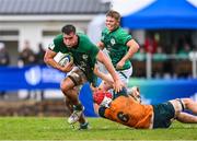 29 June 2023; Brian Gleeson of Ireland is tackled by Lachlan Hooper of Australia during the U20 Rugby World Cup match between Australia and Ireland at Paarl Gymnasium in Paarl, South Africa. Photo by Thinus Maritz/Sportsfile