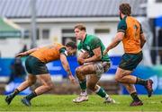 29 June 2023; Hugh Gavin of Ireland in action against Jack Bowen and Max Craig of Australia during the U20 Rugby World Cup match between Australia and Ireland at Paarl Gymnasium in Paarl, South Africa. Photo by Thinus Maritz/Sportsfile