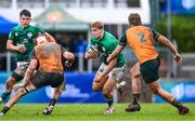 29 June 2023; Hugh Gavin of Ireland in action against Max Craig and during the U20 Rugby World Cup match between Australia and Ireland at Paarl Gymnasium in Paarl, South Africa. Photo by Thinus Maritz/Sportsfile