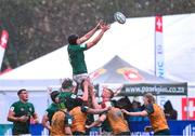 29 June 2023; James McNabney of Ireland takes the ball in a lineout during the U20 Rugby World Cup match between Australia and Ireland at Paarl Gymnasium in Paarl, South Africa. Photo by Thinus Maritz/Sportsfile