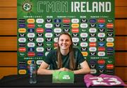 29 June 2023; Goalkeeper Megan Walsh during a Republic of Ireland FIFA Women's World Cup 2023 squad announcement event at O'Reilly Hall in UCD, Dublin. Photo by Stephen McCarthy/Sportsfile