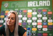 29 June 2023; Lily Agg during a Republic of Ireland FIFA Women's World Cup 2023 squad announcement event at O'Reilly Hall in UCD, Dublin. Photo by Stephen McCarthy/Sportsfile