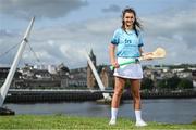 29 June 2023; Kilkenny Camogie player Steffi Fitzgerald pictured at the FRS Recruitment GAA World Games launch at the Peace Bridge in Derry. Photo by Seb Daly/Sportsfile