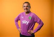 29 June 2023; Goalkeeper Grace Moloney poses for a portrait during a Republic of Ireland Women squad portrait session at UCD Bowl in Dublin. Photo by Stephen McCarthy/Sportsfile