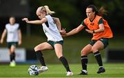 29 June 2023; Denise O'Sullivan, left, and Ciara Grant during a Republic of Ireland women training session at UCD Bowl in Dublin. Photo by Stephen McCarthy/Sportsfile
