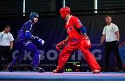 30 June 2023; Luke McCann of Ireland, left, in action against Richard Veres of Hungary in their Kickboxing Men's Point Fighting 63kg Quarter final bout at the Myslenice Arena during the European Games 2023 in Poland. Photo by Tyler Miller/Sportsfile