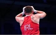 30 June 2023; Jack Marley of Ireland celebrates after his victory over Enmanuel Reyes of Spain in their Men's 92kg semi final bout at the Nowy Targ Arena during the European Games 2023 in Krakow, Poland. Photo by David Fitzgerald/Sportsfile