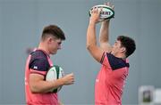 30 June 2023; Tom Stewart, right, and Dan Sheehan during Ireland rugby squad training at the IRFU High Performance Centre on the Sport Ireland Campus in Dublin. Photo by Brendan Moran/Sportsfile