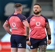 30 June 2023; Andrew Porter, right, and Dave Kilcoyne during Ireland rugby squad training at the IRFU High Performance Centre on the Sport Ireland Campus in Dublin. Photo by Brendan Moran/Sportsfile