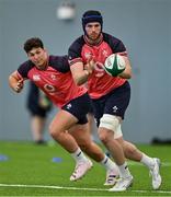 30 June 2023; Ryan Baird, right, and Tom Stewart during Ireland rugby squad training at the IRFU High Performance Centre on the Sport Ireland Campus in Dublin. Photo by Brendan Moran/Sportsfile