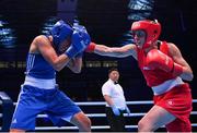 30 June 2023; Michaela Walsh of Ireland, right, in action against Amina Zidani of France in their Women's 57kg semi final bout at the Nowy Targ Arena during the European Games 2023 in Krakow, Poland. Photo by David Fitzgerald/Sportsfile