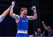 30 June 2023; Aoife O'Rourke of Ireland celebrates as she is declared victorious over Elzbieta Wójcik of Poland after their Women's 75kg semi final bout at the Nowy Targ Arena during the European Games 2023 in Krakow, Poland. Photo by David Fitzgerald/Sportsfile