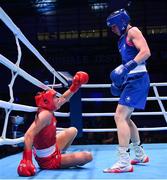 30 June 2023; Aoife O'Rourke of Ireland, right, in action against Elzbieta Wójcik of Poland in their Women's 75kg semi final bout at the Nowy Targ Arena during the European Games 2023 in Krakow, Poland. Photo by David Fitzgerald/Sportsfile