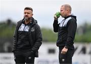 30 June 2023; Shamrock Rovers sporting director Stephen McPhail, left, and Shamrock Rovers coach Glenn Cronin before the SSE Airtricity Men's Premier Division match between Dundalk and Shamrock Rovers at Oriel Park in Dundalk, Louth. Photo by Ben McShane/Sportsfile