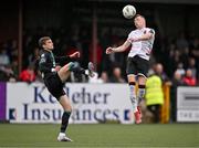 30 June 2023; Daniel Kelly of Dundalk in action against Sean Gannon of Shamrock Rovers during the SSE Airtricity Men's Premier Division match between Dundalk and Shamrock Rovers at Oriel Park in Dundalk, Louth. Photo by Ben McShane/Sportsfile