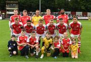 30 June 2023; The St Patrick's Athletic team and mascots before the SSE Airtricity Men's Premier Division match between St Patrick's Athletic and UCD at Richmond Park in Dublin. Photo by Stephen Marken/Sportsfile