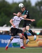 30 June 2023; Sean Hoare of Shamrock Rovers in action against Archie Davies of Dundalk during the SSE Airtricity Men's Premier Division match between Dundalk and Shamrock Rovers at Oriel Park in Dundalk, Louth. Photo by Ben McShane/Sportsfile