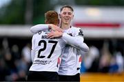 30 June 2023; Hayden Muller, right, and Connor Malley of Dundalk celebrate after the SSE Airtricity Men's Premier Division match between Dundalk and Shamrock Rovers at Oriel Park in Dundalk, Louth. Photo by Ben McShane/Sportsfile