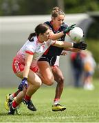 1 July 2023; Emma Walsh of New York in action against Ciara O'Brien of Inch Rovers during the John West Féile Peile na nÓg Finals 2023 at the Connacht GAA Centre of Excellence in Bekan, Mayo. Photo by Stephen Marken/Sportsfile