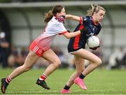 1 July 2023; Jenna Byrne of New York in action against Amy Coleman of Inch Rovers during the John West Féile Peile na nÓg Finals 2023 at the Connacht GAA Centre of Excellence in Bekan, Mayo. Photo by Stephen Marken/Sportsfile
