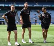 1 July 2023; Tyrone players, from left, Niall Kelly, Brian Kennedy and Darragh Canavan walk the pitch before the GAA Football All-Ireland Senior Championship Quarter Final match between Kerry and Tyrone at Croke Park in Dublin. Photo John Sheridan/Sportsfile
