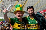 1 July 2023; Kerry supporters Conor, right, and  Rueidhrí O'Sullivan, from Kilgannon, before the GAA Football All-Ireland Senior Championship quarter-final match between Kerry and Tyrone at Croke Park in Dublin. Photo by Ray McManus/Sportsfile